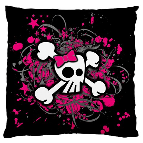 Girly Skull & Crossbones Large Flano Cushion Case (One Side) from UrbanLoad.com Front