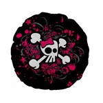 Girly Skull & Crossbones Standard 15  Premium Flano Round Cushion 
