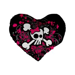 Girly Skull & Crossbones Standard 16  Premium Flano Heart Shape Cushion  from UrbanLoad.com Front