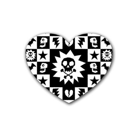 Gothic Punk Skull Rubber Heart Coaster (4 pack) from UrbanLoad.com Front
