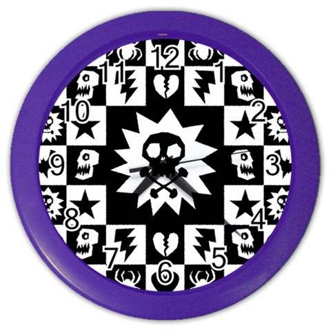 Gothic Punk Skull Color Wall Clock from UrbanLoad.com Front