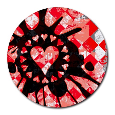 Love Heart Splatter Round Mousepad from UrbanLoad.com Front