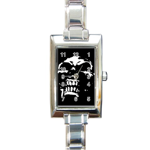 Morbid Skull Rectangle Italian Charm Watch from UrbanLoad.com Front