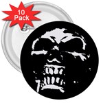 Morbid Skull 3  Button (10 pack)