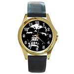 Morbid Skull Round Gold Metal Watch