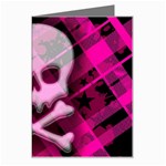 Pink Plaid Skull Greeting Card