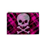 Pink Plaid Skull Cosmetic Bag (Medium)