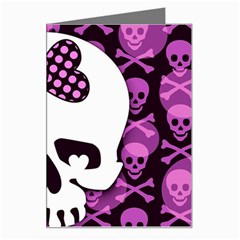 Pink Polka Dot Bow Skull Greeting Card from UrbanLoad.com Left