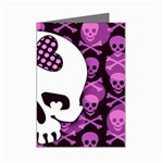 Pink Polka Dot Bow Skull Mini Greeting Cards (Pkg of 8)