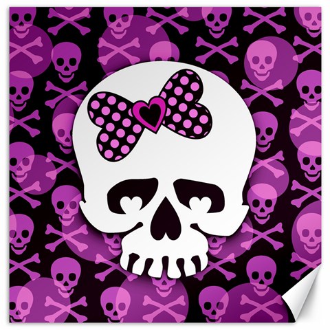 Pink Polka Dot Bow Skull Canvas 20  x 20  from UrbanLoad.com 19 x19.27  Canvas - 1