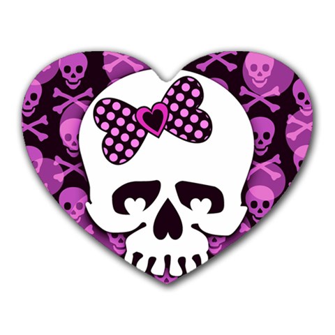 Pink Polka Dot Bow Skull Heart Mousepad from UrbanLoad.com Front
