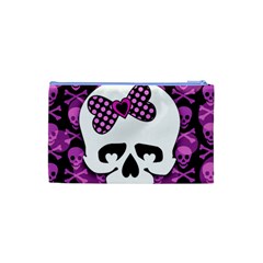 Pink Polka Dot Bow Skull Cosmetic Bag (Small) from UrbanLoad.com Back