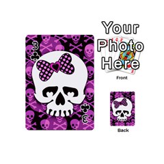 Pink Polka Dot Bow Skull Playing Cards 54 Designs (Mini) from UrbanLoad.com Front - Club3