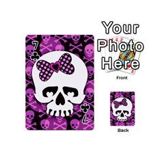Pink Polka Dot Bow Skull Playing Cards 54 Designs (Mini) from UrbanLoad.com Front - Club7