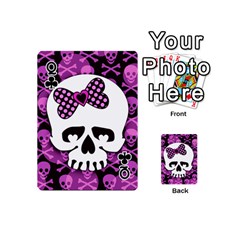 Queen Pink Polka Dot Bow Skull Playing Cards 54 Designs (Mini) from UrbanLoad.com Front - ClubQ
