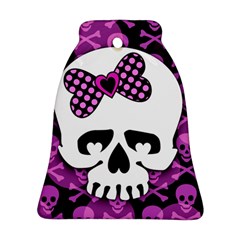 Pink Polka Dot Bow Skull Bell Ornament (Two Sides) from UrbanLoad.com Back