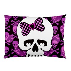 Pink Polka Dot Bow Skull Pillow Case (Two Sides) from UrbanLoad.com Front