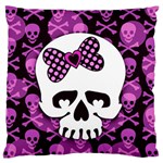 Pink Polka Dot Bow Skull Standard Flano Cushion Case (One Side)