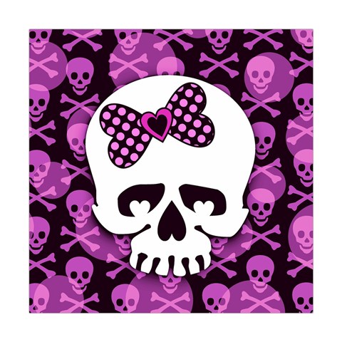 Pink Polka Dot Bow Skull Square Tapestry (Large) from UrbanLoad.com Front