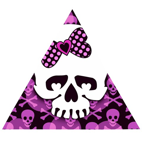 Pink Polka Dot Bow Skull Wooden Puzzle Triangle from UrbanLoad.com Front