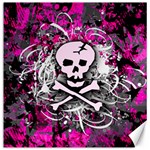 Pink Skull Splatter Canvas 16  x 16 