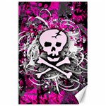 Pink Skull Splatter Canvas 24  x 36 