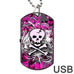 Pink Skull Splatter Dog Tag USB Flash (Two Sides)