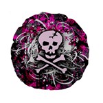 Pink Skull Splatter Standard 15  Premium Round Cushion 