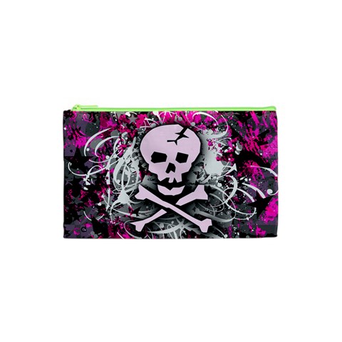 Pink Skull Splatter Cosmetic Bag (XS) from UrbanLoad.com Front