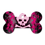Pink Skull Star Splatter Dog Tag Bone (Two Sides)