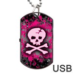 Pink Skull Star Splatter Dog Tag USB Flash (Two Sides)