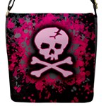 Pink Skull Star Splatter Flap Closure Messenger Bag (S)