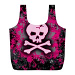 Pink Skull Star Splatter Full Print Recycle Bag (L)