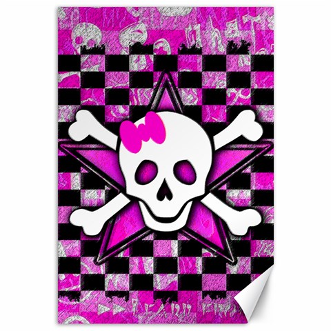 Pink Star Skull Canvas 12  x 18  from UrbanLoad.com 11.88 x17.36  Canvas - 1