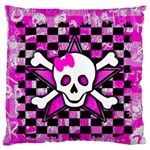 Pink Star Skull Large Flano Cushion Case (Two Sides)