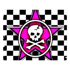 Pink Star Skull Checker Double Sided Flano Blanket (Large) from UrbanLoad.com 80 x60  Blanket Front