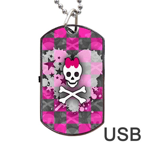 Princess Skull Heart Dog Tag USB Flash (Two Sides) from UrbanLoad.com Front