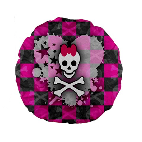 Princess Skull Heart Standard 15  Premium Round Cushion  from UrbanLoad.com Front