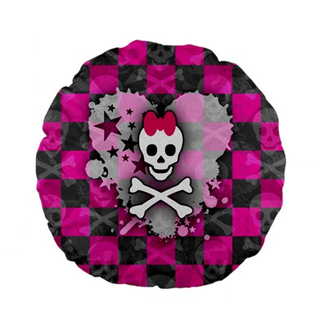 Princess Skull Heart Standard 15  Premium Flano Round Cushion  from UrbanLoad.com Front