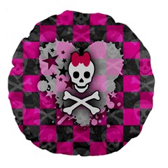 Princess Skull Heart Large 18  Premium Flano Round Cushion  from UrbanLoad.com Front