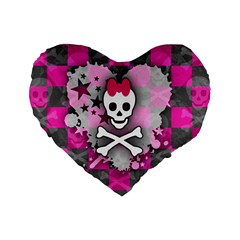 Princess Skull Heart Standard 16  Premium Flano Heart Shape Cushion  from UrbanLoad.com Front