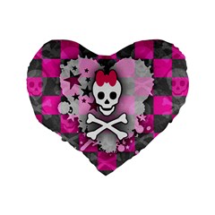 Princess Skull Heart Standard 16  Premium Flano Heart Shape Cushion  from UrbanLoad.com Back