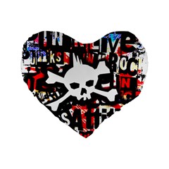 Punk Skull Standard 16  Premium Flano Heart Shape Cushion  from UrbanLoad.com Front