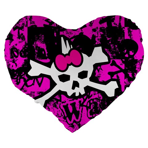 Punk Skull Princess Large 19  Premium Heart Shape Cushion from UrbanLoad.com Back