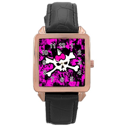 Punk Skull Princess Rose Gold Leather Watch  from UrbanLoad.com Front