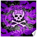 Purple Girly Skull Canvas 12  x 12 