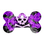 Purple Girly Skull Dog Tag Bone (Two Sides)