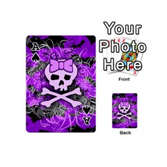 Ace Purple Girly Skull Playing Cards 54 Designs (Mini) from UrbanLoad.com Front - SpadeA