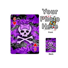 Purple Girly Skull Playing Cards 54 Designs (Mini) from UrbanLoad.com Front - Heart6