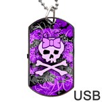 Purple Girly Skull Dog Tag USB Flash (One Side)